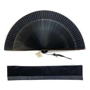 絹扇子セット 60間 親黒檀彫刻 竜【※※※名入れ不可※※※】