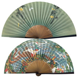 ペアー扇子 記念日 若冲写し扇子 樹下鳥獣図屏風 紙扇子