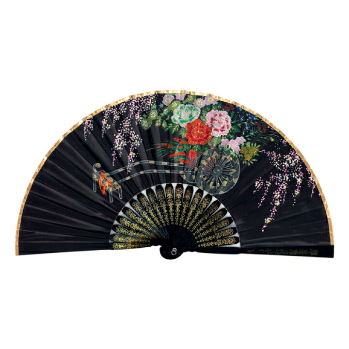 楽天市場】飾り京扇子 サテン扇子 花車 黒/21cm : 扇子司 伊藤常 楽天 