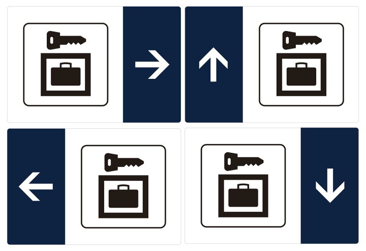 楽天市場 矢印付き 案内 ピクト サイン ステッカー コインロッカー 矢印 案内 E 6 外国人にもわかりやすいサイン表示 簡単貼り付け ステッカー イッツ 楽天市場店