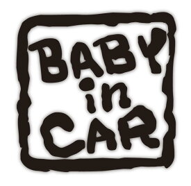 【BABY in CAR】スタンプ調　切り文字メッセージステッカーmedium 12cm x 12cmご希望の色をお選びください！　