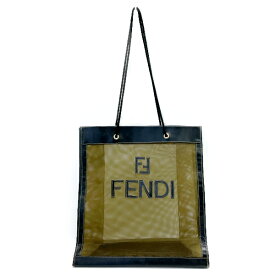 FENDI(フェンディ) FFロゴ メッシュ 紐 編み込み ヴィンテージ トートバッグ レザー/ナイロン レディース【中古B】20230720