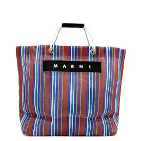 MARNI(マルニ) マーケットストライプ メッシュ レザーハンドル トートバッグ ナイロン/アルミ レディース【中古A】20230818