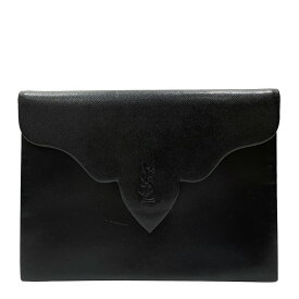 【中古B/標準】YVES SAINT LAURENT イヴ・サンローラン クラッチバッグ YSL ロゴ スクエア オールド ヴィンテージ レディース ブラック 20456697