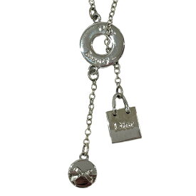 【中古/】Christian Dior クリスチャンディオール メタルネックレス ロゴ ラリアット ロング リボン バッグモチーフ レディース シルバー 20451097