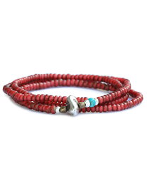 SunKu サンク 39 【 Antique beads necklace&bracelet アンティーク ビーズ ネックレス & ブレスレット 3連 [ SK-204 ]】[ 正規品 ] 2WAY ホワイトハート シルバー ブラス ターコイズ プレゼント ユニセックス メンズ レディース 【 送料無料 】