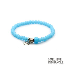 ビリーブインミラクル BELIEVEINMIRACLE 【 BZ BRACE ( ターコイズブルー ) ビーズ ブレスレット 】[ 正規品 ] ガラスビーズ フリーサイズ 水色 青 シルバーカラー チャーム タグ ペア プレゼント ユニセックス メンズ レディース 人気 ブランド おしゃれ