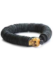 gbb custom leather / gbb �J�X�^�� ���U�[ �y Leather Beaded Skull Bangle (Black) ���U�[ �X�J�� �o���O�� ( �u���b�N ) �z[ ���K�i ] �J�t�u���X���b�g �r�[�Y �h�N�� �� �v �� �M�t�g ���j�Z�b�N�X �����Y 