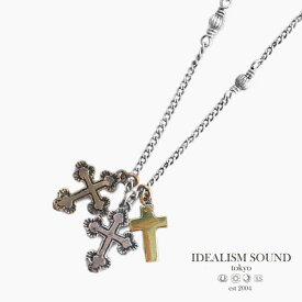 IDEALISM SOUND イデアリズムサウンド 【 3 CROSS NECKLACE [ No.14135 ] スリー クロス ネックレス 】[ 正規品 ] ペンダント 十字架 アンティークゴールド シルバー 銀 真鍮 金 ペア ギフト プレゼント ユニセックス メンズ レディース 【 送料無料 】