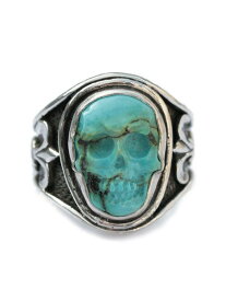 Lee Downey リーダウニー Sculpted Skull Ring - Turquoise / スカル リング 指輪 ターコイズ ドクロ シルバー メンズ レディース 【 送料無料 】