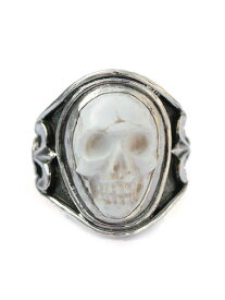 Lee Downey リーダウニー Sculpted Skull Ring - Howlite / スカル リング 指輪 ハウライト 宝石 ドクロ シルバー メンズ レディース 【 送料無料 】