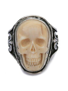 Lee Downey [_Ej[ Large Skull Ring (Mammoth Ivory) / XJ O w }X  hN Vo[ Y fB[X y  z