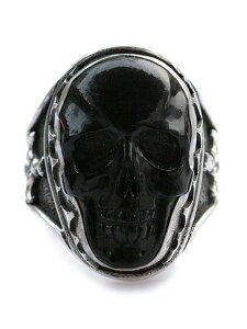 Lee Downey [_Ej[ Large Skull Ring (Jet) / XJ O w WFbg  hN Vo[ Y fB[X y  z