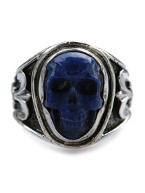 Lee Downey リーダウニー Sculpted Skull Ring - Lapis lazuli / スカル リング 指輪 宝石 ラピスラズリ ドクロ シルバー メンズ レディース 【 送料無料 】