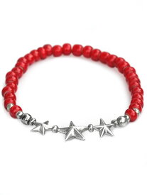 SunKu サンク 39 【 STAR BEADS BRACELET WHITE HEARTS BEADS スター ビーズ ブレスレット ホワイトハーツ ビーズ / [ SK-139-RED ] 】[ 正規品 ] シルバー 星 赤 銀 天然石 宝石 メンズ レディース