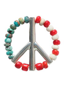 SunKu サンク 39 【 Beads Peace Pins (Antique beads) / [ SK-131 ] 】[ 正規品 ] ビーズピースピンズ アンティークビーズ ピンブローチ バッジ ブラス レッド ホワイト グリーン ターコイズ 平和 赤 緑 白 銀 真鍮 天然石 宝石 メンズ レディース