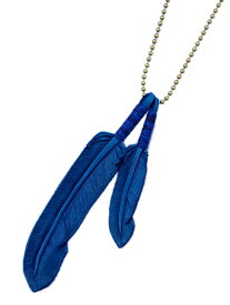 ROOSTERKING & CO. ルースターキング&カンパニー 【 Leather Feather necklace (Blue) レザーフェザーネックレス ブルー 】[ 正規品 ] ペンダント ディアスキン インディアン ゴールド ボールチェーン 鹿革 紐 金 真鍮 メンズ レディース 【 送料無料 】