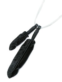 ROOSTERKING & CO. ルースターキング&カンパニー 【 White Lacing Leather Feather Necklace (Black) レザーフェザーネックレス ブラック 】[ 正規品 ] ホワイト ペンダント ビーズ ディアスキン インディアン 鹿革 メンズ レディース 【 送料無料 】