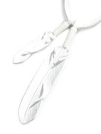 ROOSTERKING & CO. ルースターキング&カンパニー 【 White Lacing Leather Feather Necklace (White) レザーフェザーネックレス ホワイト 】[ 正規品 ] ペンダント ディアスキン インディアン ビーズ ブラック 紐 白 メンズ レディース 【 送料無料 】