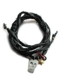 ON THE SUNNY SIDE OF THE STREET オン ザ サニー サイド オブ ザ ストリート 【 Shantung Silk Skull & Star Bracelet ( ブラック ) シャンタンシルク スカル スター ブレスレット 】[ 正規品 ] ネックレス アンクレット 3WAY ドクロ メンズ レディース