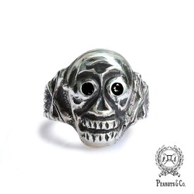 PEANUTS&CO. ピーナッツカンパニー 【 Skull Poison Ring "Diamond" スカル ポイズン リング ダイヤモンド ( ブラック ) 】[ 正規品 ] クロスボーン リーパー ピンキー ドクロ 骨 指輪 死神 宝石 黒 メンズ レディース 【 送料無料 】