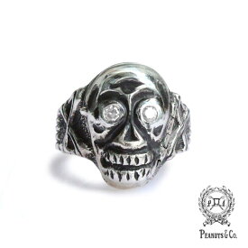 PEANUTS&CO. ピーナッツカンパニー 【 Skull Poison Ring "Diamond" (White) スカル ポイズン リング ダイヤモンド ホワイト 】[ 正規品 ] クロスボーン リーパー ピンキー ドクロ クリアー 骨 指輪 死神 宝石 白 透明 メンズ レディース 【 送料無料 】