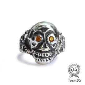 PEANUTS&CO. ピーナッツカンパニー 【 Skull Poison Ring "Zirconia" (Yellow)　スカル ポイズン リング ジルコニア イエロー 】[ 正規品 ] クロスボーン リーパー ピンキー ドクロ 骨 指輪 死神 宝石 黄色 メンズ レディース 【 送料無料 】