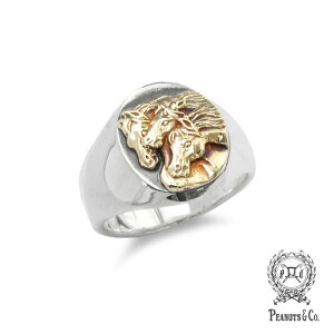 PEANUTS&CO. �s�[�i�b�c�J���p�j�[ �y it�fs 12 midnight �ʒ����f�� PHARAOHS HORSES RING OVAL ( S / Silver × K18 Gold ) �t�@���I �z�[�X �I�[�o�� �V�O�l�b�g�����O ( �V���o�[ × �S�[���h )�z[ ���K�i ] �w�� �n 