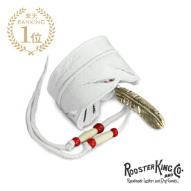 ROOSTERKING & CO. ルースターキング&カンパニー 【 Carved Leather Feather Bangle (White) レザーフェザーバングル ホワイト 】[ 正規品 ] ブレスレット カフ ビーズ ディアスキン インディアン レッド ゴールド メンズ レディース 【 送料無料 】