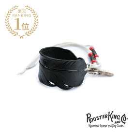 ROOSTERKING & CO. ルースターキング&カンパニー 【 Carved Leather Feather Bangle 】[ 正規品 ] レザーフェザーバングル ブレスレット カフ ビーズ ディアスキン インディアン シルバー レッド ブラック メンズ レディース 【 送料無料 】