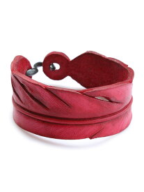ROOSTERKING & CO. ルースターキング&カンパニー 【 S-hook Carved Leather Feather Bangle (Red) カーブド レザーフェザーバングル レッド 】[ 正規品 ] ブレスレット カフ インディアン ゴールド ヌメ革 金 赤 メンズ レディース 【 送料無料 】