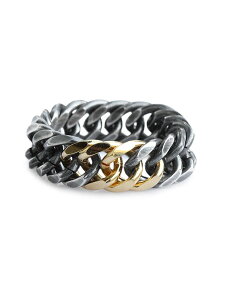 ON THE SUNNY SIDE OF THE STREET I U Tj[ TCh Iu U Xg[g y Double Curblink Chain Ring (SIlver w Gold) _u J[uN `F[ O z[ Ki ] w Of[V Rrl[V