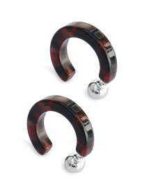 ON THE SUNNY SIDE OF THE STREET オン ザ サニー サイド オブ ザ ストリート 【 Tortoise Shell 30mm Hoop Pierced Earrings (Red) 910-508P トータスシェルナローピアス ( レッド ) 】[ 正規品 ] KISSO ダブルネーム プレゼント