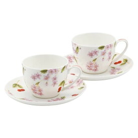 エインズレイ チェリーブロッサムハピネス ペアティーカップ&ソーサー CBPH34006-2