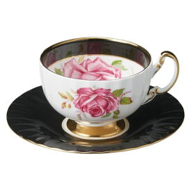 エインズレイ ローザセンティフォーリア ティーカップ&ソーサー ブラック BIGPINCTEACUPBU