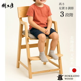 キッズチェア キッズハイチェア ベビーチェア ハイチェア 子供チェア 子供用 子供 イス 椅子 お子様イス ダイニングチェア 学習椅子 勉強 デスクチェア 高さ調節 背もたれあり 肘あり 木製 木製イス 天然木 北海道産 キッズハイチェア【受注生産品】