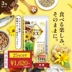 ＼ 25％OFF★7月最後のセール ／ 血糖値 サプリ 菊芋 イヌリン 食物繊維 コンブチャ サラシア ナットウキナーゼ ダイエットサプリ 糖質 吸収 抑える ラクトフェリン イワシペプチド 多殻麹 黒たまねぎ サラリッチEX 540粒 3個セット 一日6粒目安