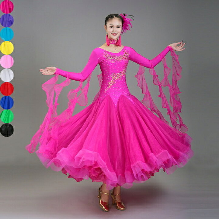 楽天市場】社交ダンス ドレス 社交ダンス衣装 ワンピース 長袖 豪華  