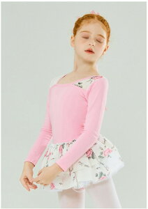バレエ レオタード 子供 スカート付き 花柄 バレエレオタード 練習着 演出 長袖 体操 新体操 女の子 キッズ 子ども ジュニア 発表会 バレリーナ バレエ衣装 バレエダンス 可愛い 練習 レッス