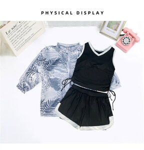 水着 レディース 体型カバー タンキニ 3点セット 大きいサイズ ラッシュガード 長袖 プラスサイズ セパレート 露出控えめ インナーパンツ ワイヤーなし パッド付 海 プール おしゃれ ぽっち