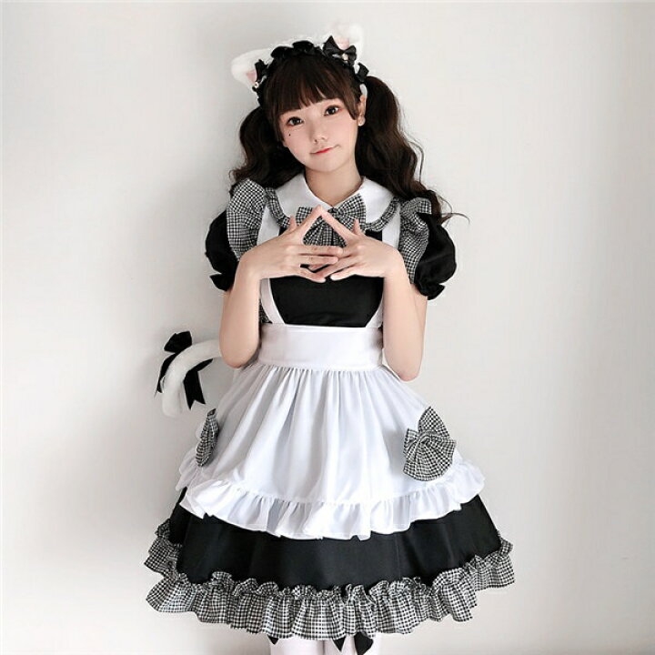 楽天市場】英国風 黒白 メイド服 レディース 3点セット ワンピース 