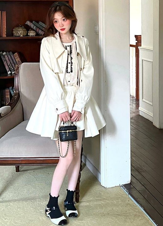 楽天市場】ショート丈 冬服 ステンカラーコート ロリータ 可愛い 