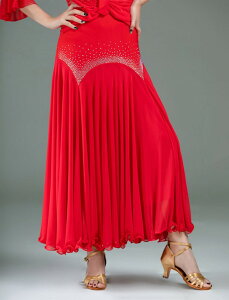 社交ダンススカート 単品 キラキラ 練習着 社交ダンス スカート フレアスカート 大きい裾 ブラック レッド ゴムスカート レッスン用 レディース ラテンスカート 競技ダンス モダン 演奏会