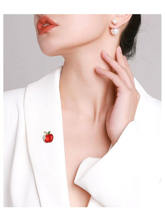 楽天市場】ブローチ 可愛い レッド ブローチピン りんご リンゴ 箱付き  