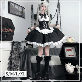 ロリータ メイド服 ワンピース Lolita 袖あり 通販 アイドル 衣装 文化祭 学園祭 アイドル衣装 コスプレ衣装 ゴスロリ ゴシック コスチューム アニメ オールシーズン ハロウィンコスチューム おすすめ 可愛い ハロウィン コスプレ 大人 クリスマス S M L XL mj004zb