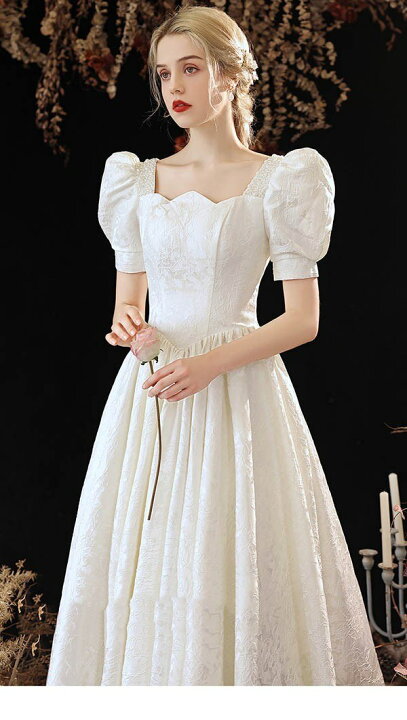 楽天市場】ウエディングドレス ホワイト 袖あり 背中開き 白 ロング  