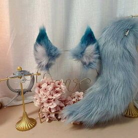 コスプレ道具 狼 おおかみ 尻尾 耳 手作り もこもこ 文化祭 学園祭 パーティー COSPLAY コスチューム アクセサリー ハロウィン cosplay用 耳追加可 dv149ze