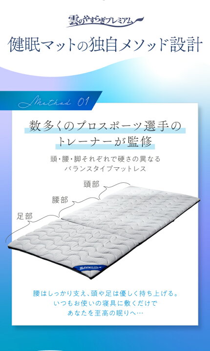 楽天市場】【公式】雲のやすらぎプレミアム 健眠マット シングルサイズ 