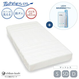 【公式】 敷布団 シングル セミダブル ダブル 布団 雲のやすらぎ プレミアム 電動歯ブラシ セット 回転式 快眠 安眠 厚め 極厚 約17cm 高反発 体圧分散性 防ダニ 防臭 抗菌 腰 リバーシブル 秋冬 ＜電動歯ブラシ/保証期間6ヶ月＞