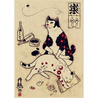 入れ墨猫の絵 猫の絵 猫好き 猫グッズ 猫 cat クラフト紙 入れ墨 tattoo タトゥー 和柄 日本猫 浮世絵風 …